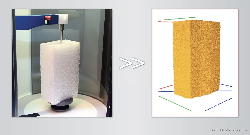 Rigid foam sample ready for scanning >> Archived scan of sample