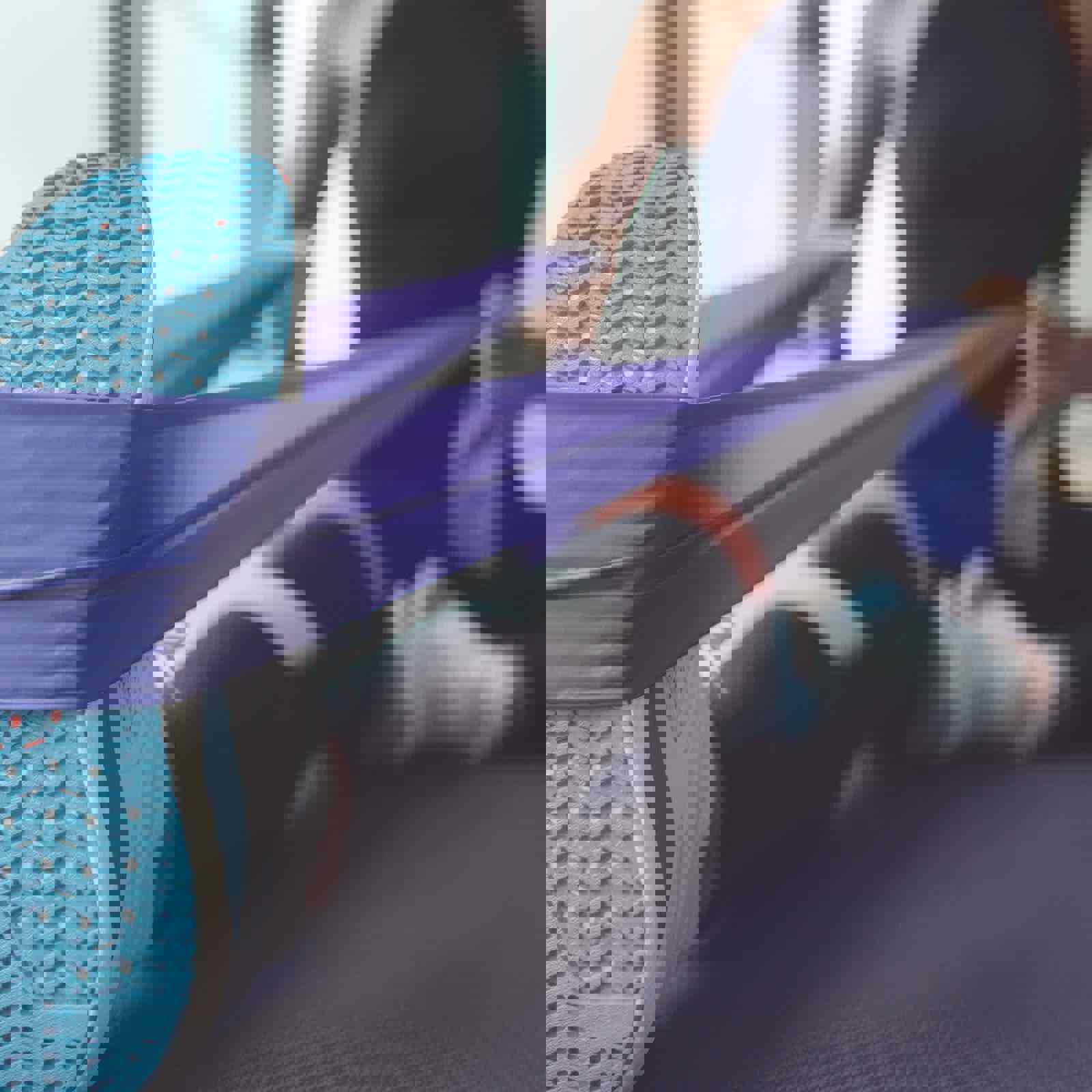 Person stretching using a dynaband