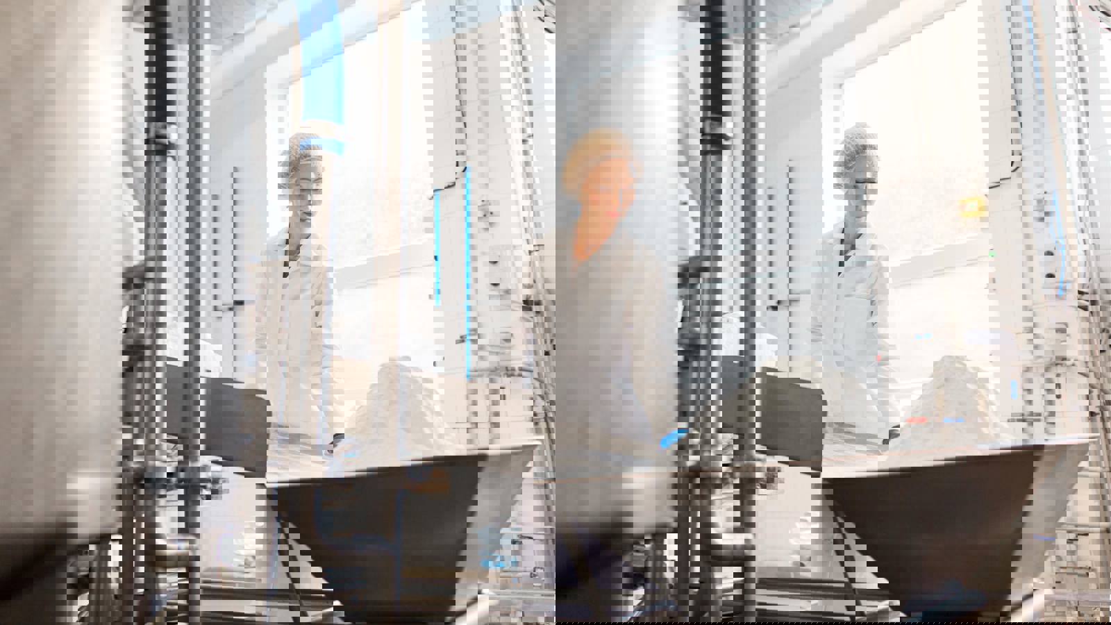 Worker in a powder factory