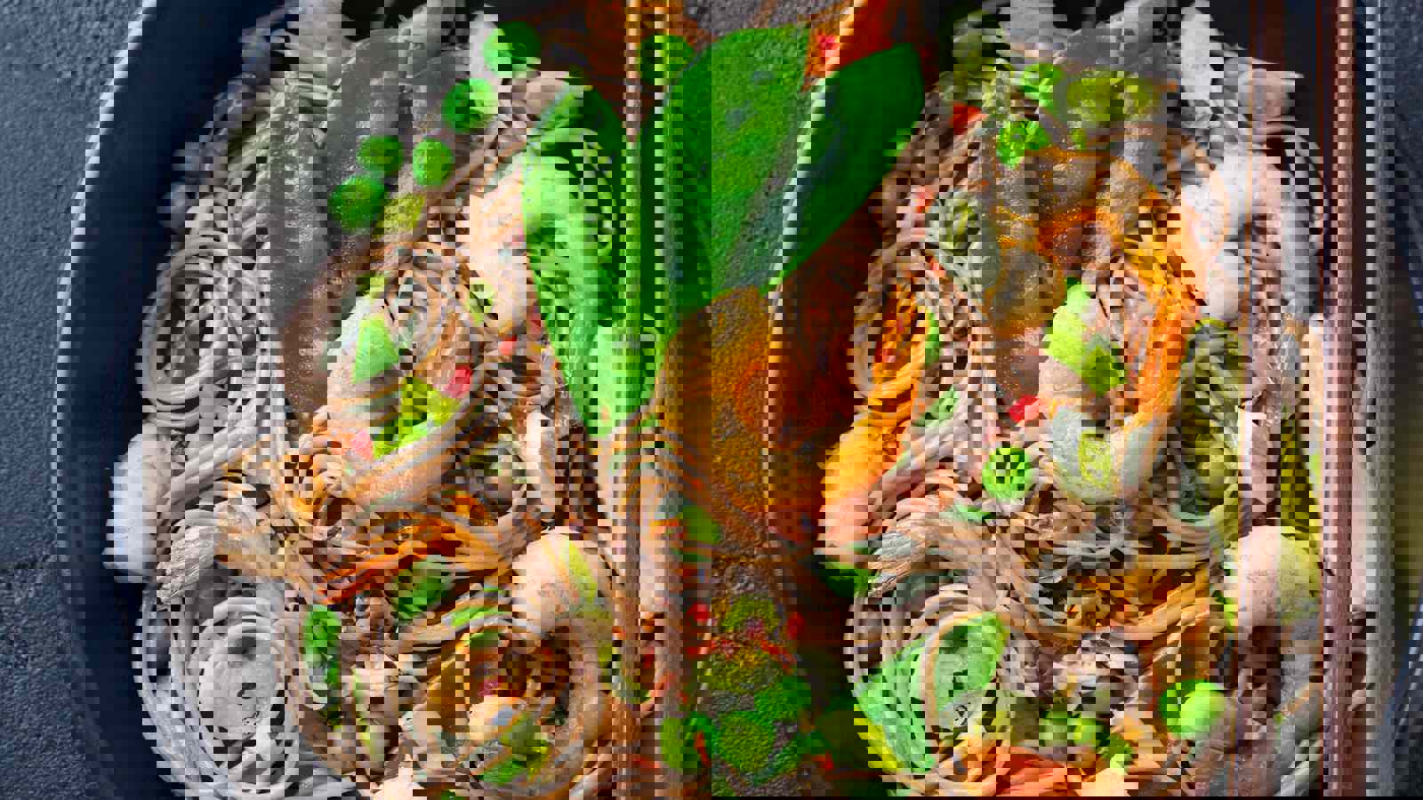 healthy stir fry with fresh vegetables and prawns