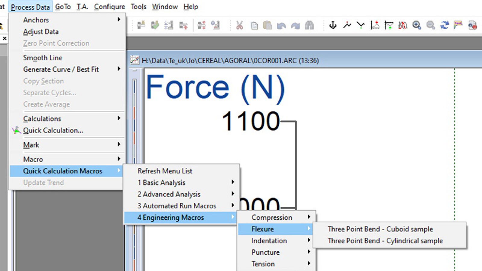 Screenshot from Exponent Connect software of Macros menu