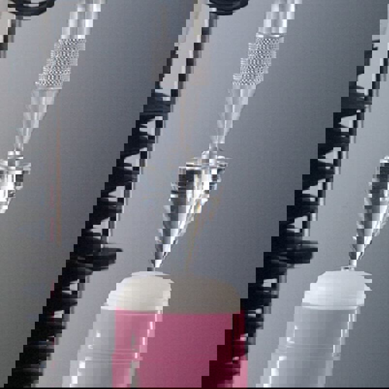 Conical Probe attached to Texture Analyser testing stick deodorant