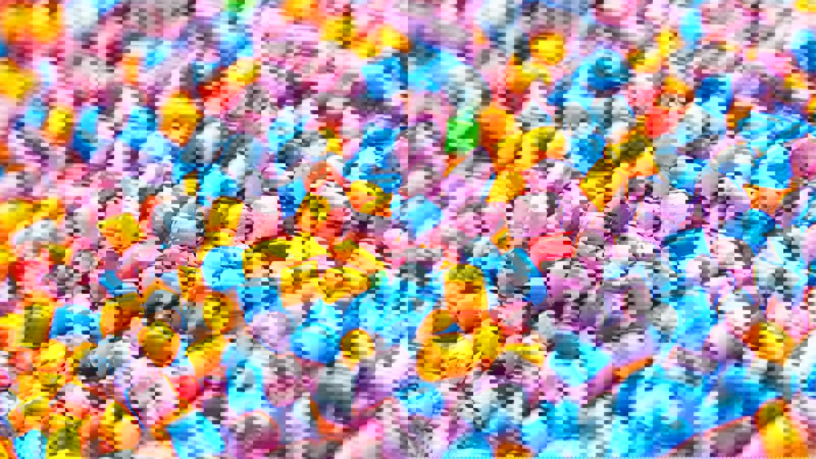 Multi coloured polymer granules