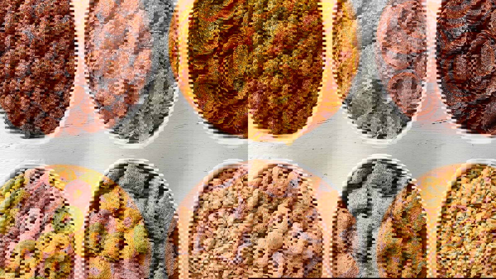 Variety Of Cereals In Bowls