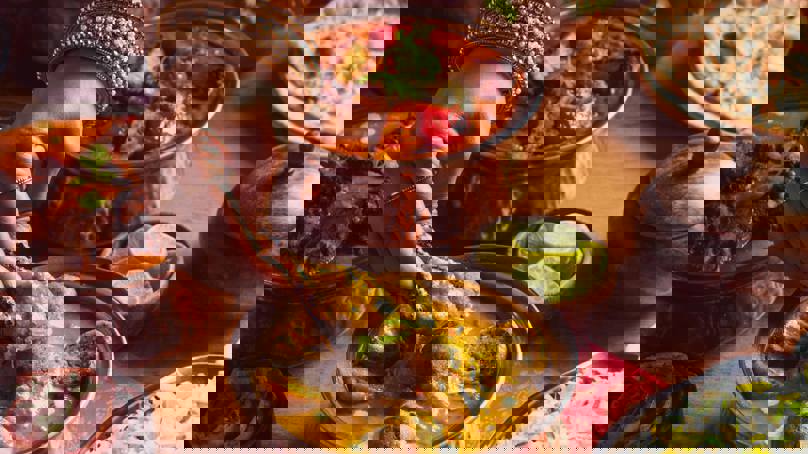 Selection Of Indian Curry Dishes