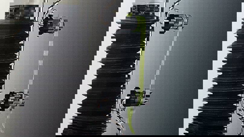 A SPR Spaghetti Noodle Test Rig Attached To Texture Analyser Testing Green Tagliatelle