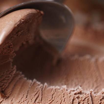 Scooping chocolate ice cream