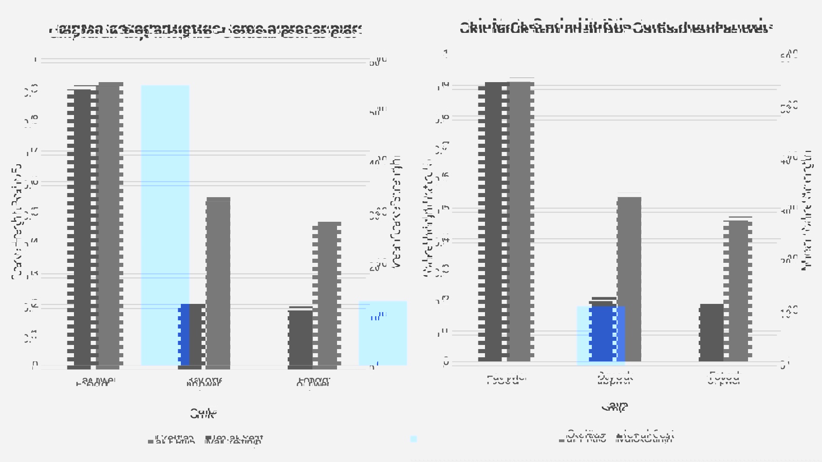 Caking comparison bars: Mean Cake Strength and Cake 5 Height Ratio for three cosmetics and personal care samples