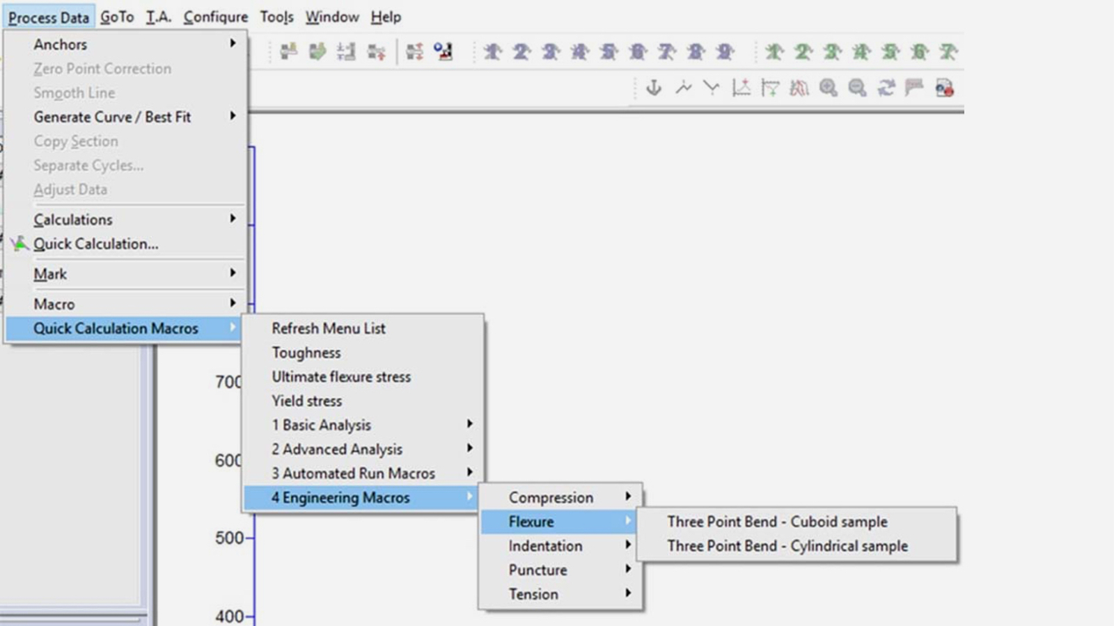 Screenshot from Exponent Connect software of Macros set up