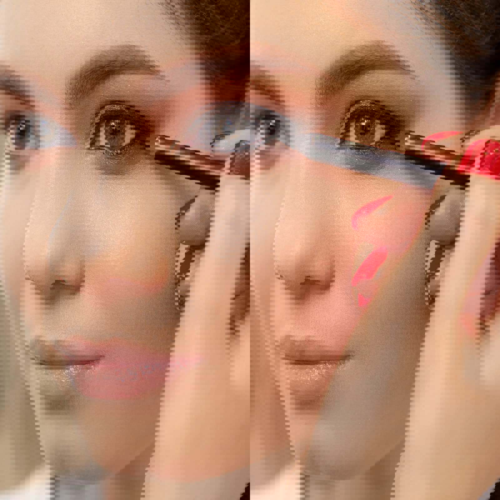 Makeup artist applying eyeliner