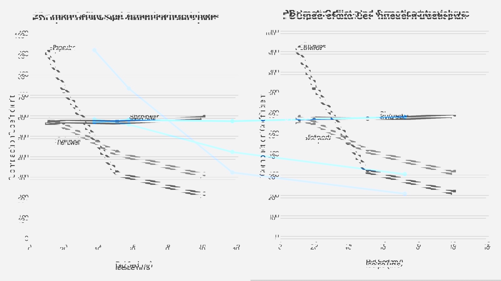 PFSD trend lines: Compaction Coeff vs speed (10/20/50/100) for three pharma/nutraceuticals samples