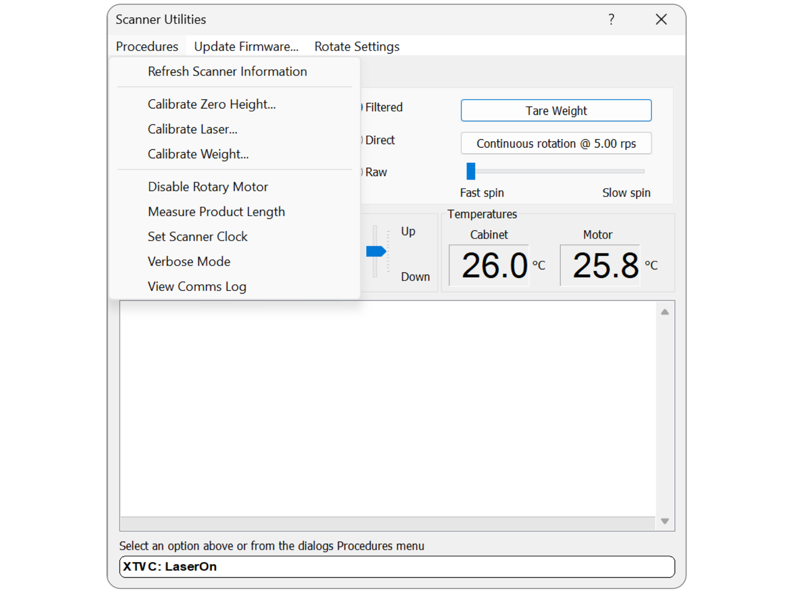 Volscan Firmware update screenshot
