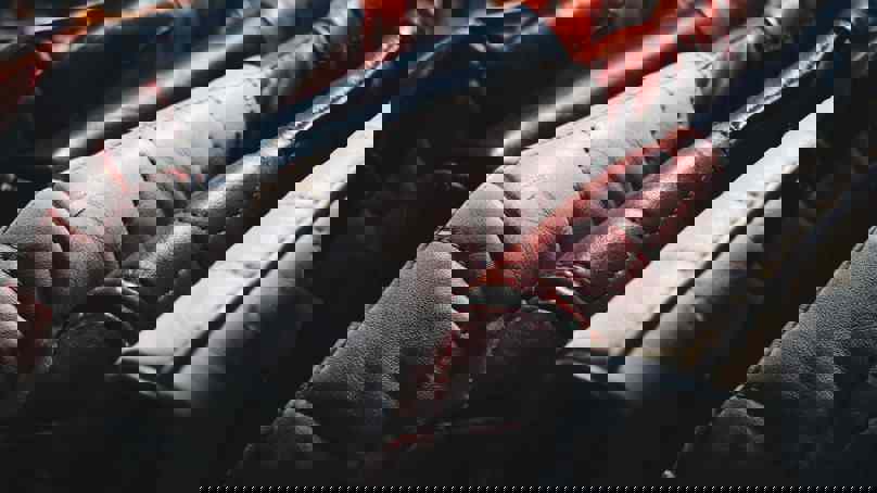 Close Up Of Leather Jacket Stitching